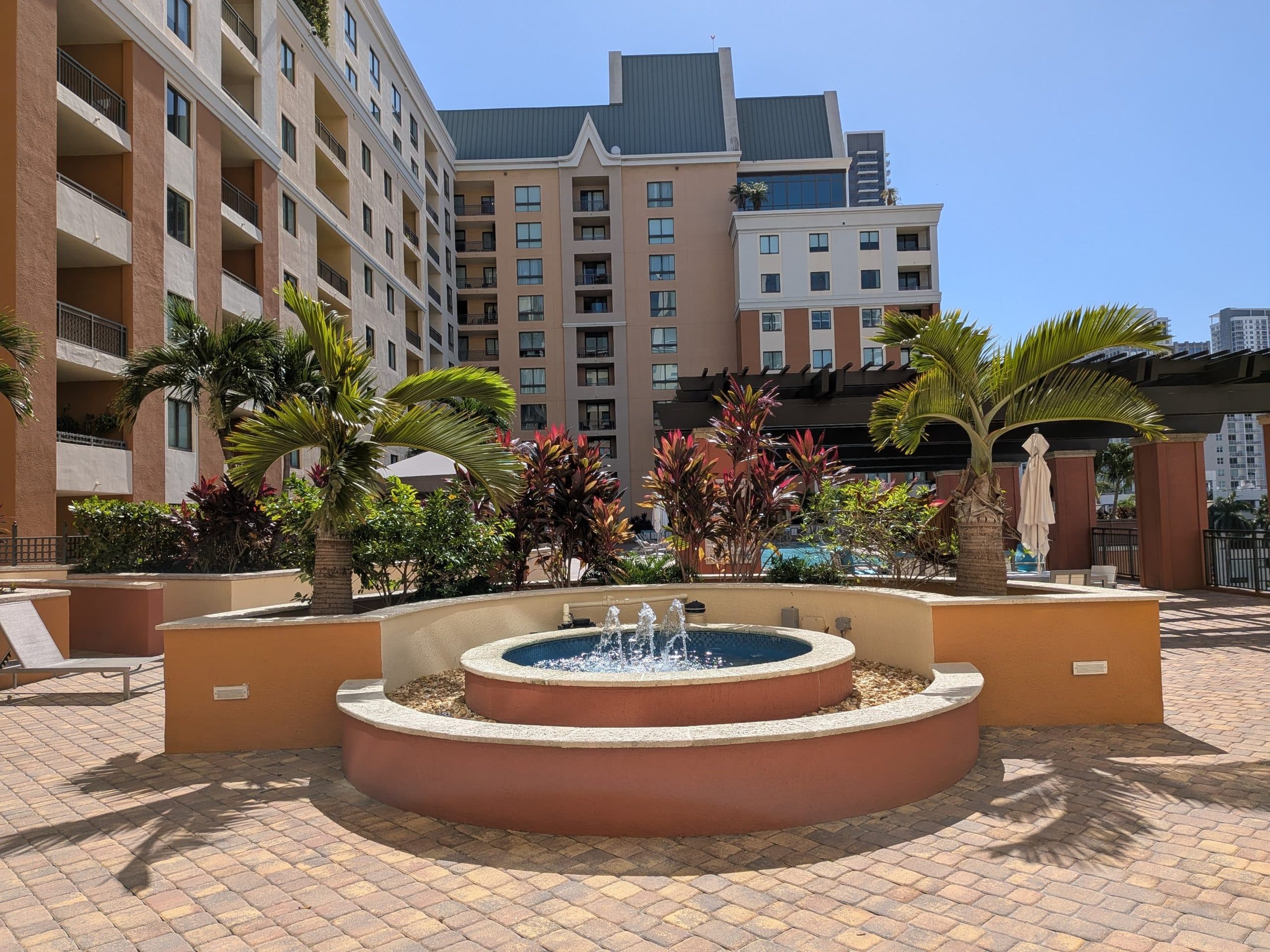 Courtyard fountain at The Waverly at Las Olas