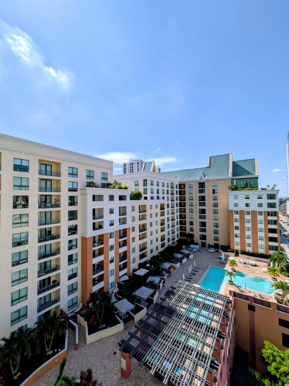 Courtyard from an upper floor at The Waverly at Las Olas